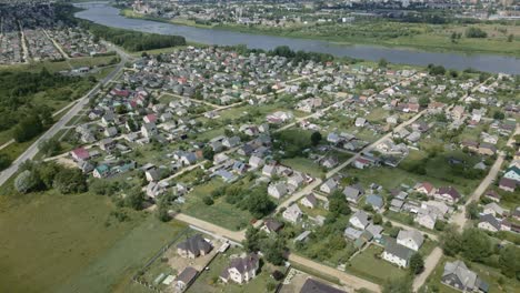 4k aerial of daugavpils with daugava in residential area