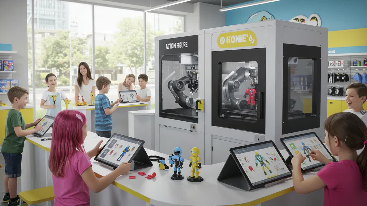 Interactive Play Zone: Children Engaging with Robotic Action Figures and Tablets for Creative Playfulness and Innovative Learning Experiences