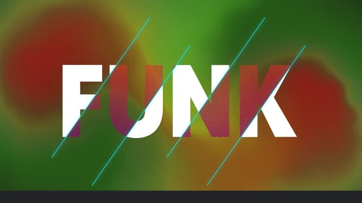 Animation of funk text over red and green background