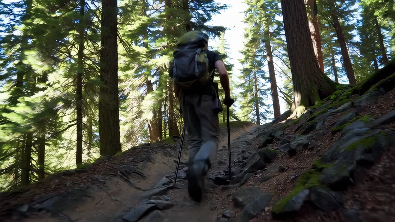 Hiker on a Forest Trail