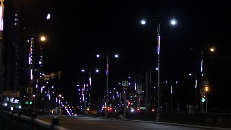 night city lights on a bridge