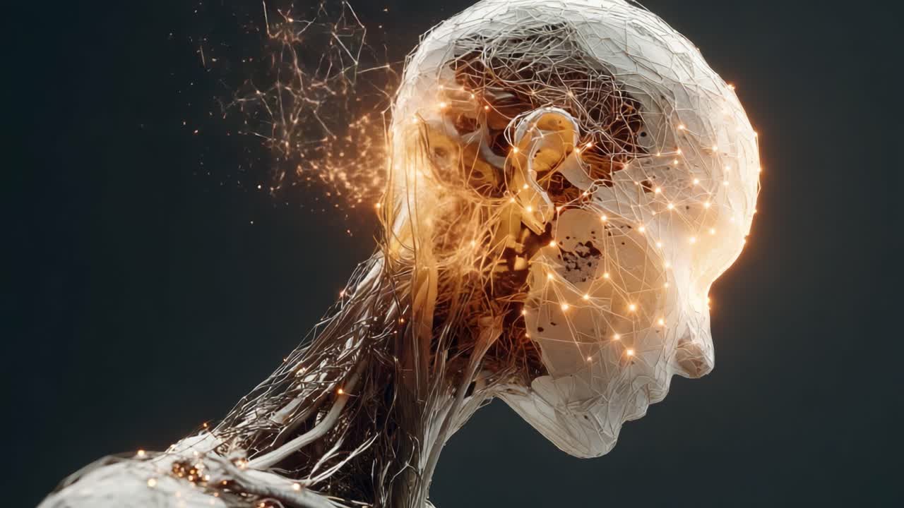 A Stunning Visualization of a Futuristic Human-like Figure Surrounded by Glowing Energy Patterns and Digital Connections Representing Advanced Technology and Artificial Intelligence