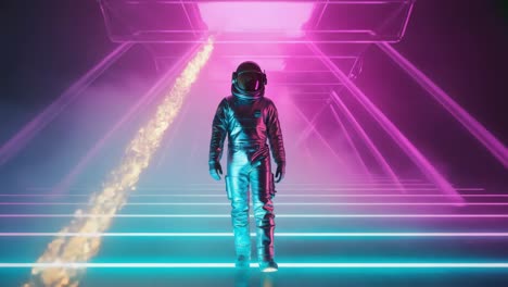 astronaut in a neon-lit future