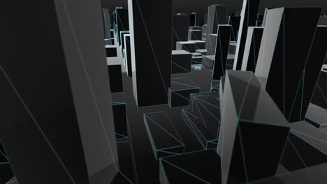 mapa de la ciudad en 3d marco de alambre azul volar a través
