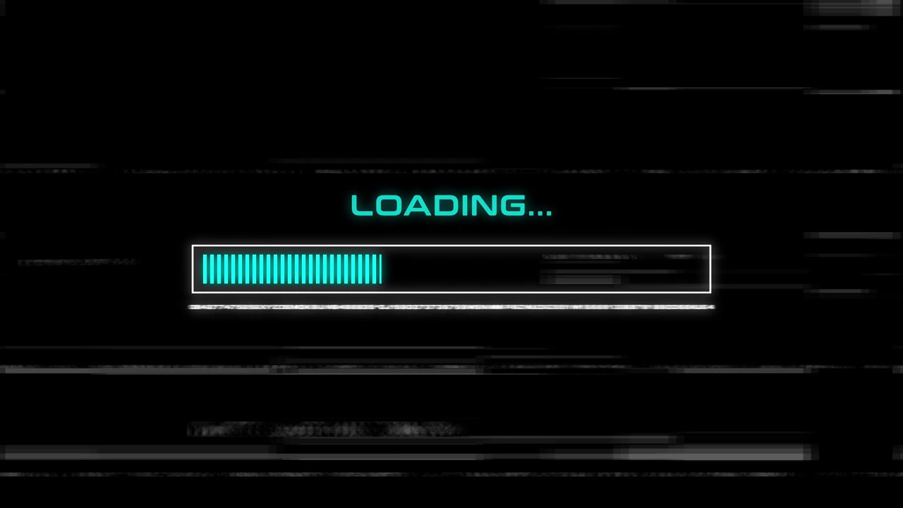 Animated Digital Loading Progress Bar with Glitch Effect