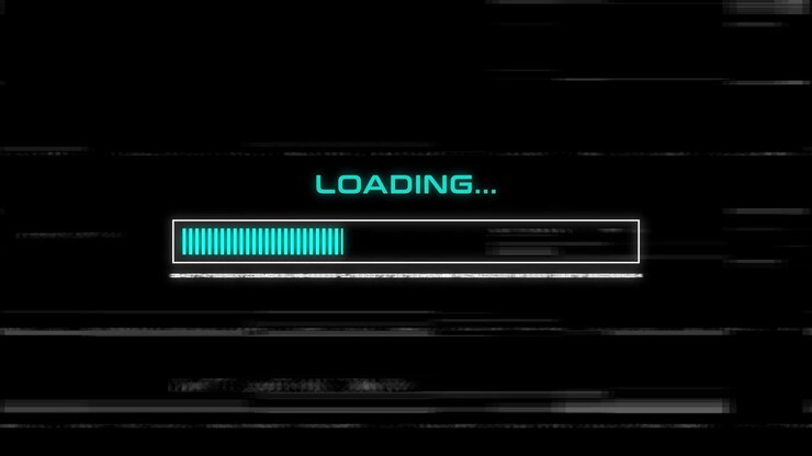 Animeret digital indlæsningsstatuslinje med glitch-effekt