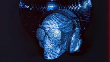 amazing diamond covered skull with  headphones and sunglasses