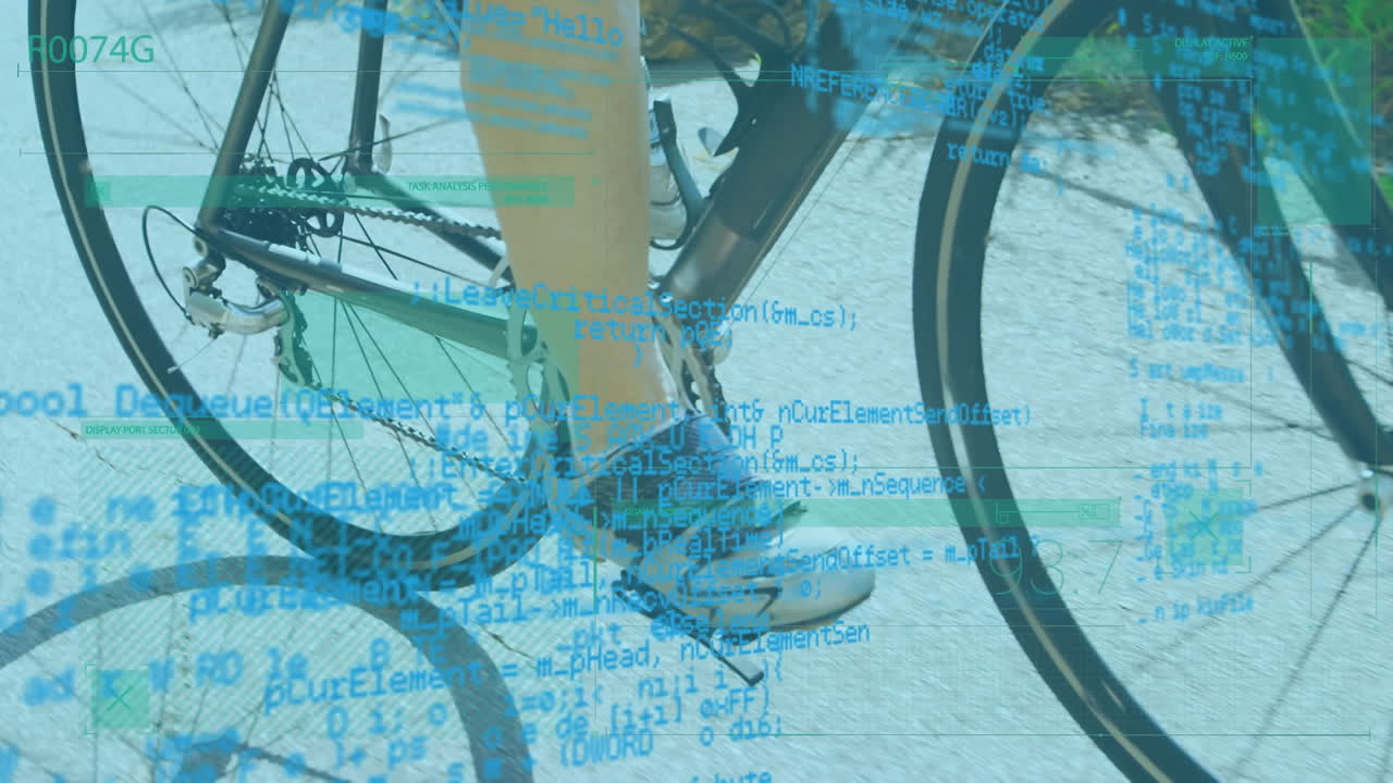 움직이는 열 위에서 다양한 데이터 처리의 애니메이션