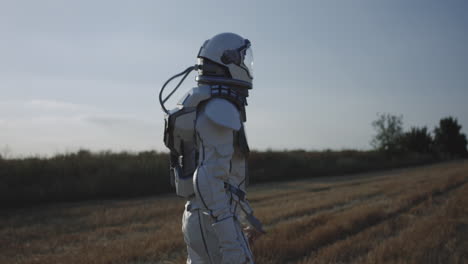 astronaut exploring a field