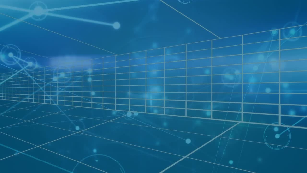 파란색 바탕에 터널에 대한 연결 네트워크의 애니메이션