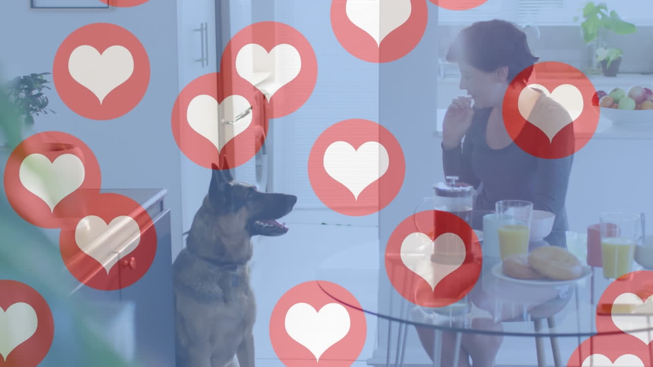 개 를 가진 행복 한 백인 여자 에 대한 심장 에모지 의 애니메이션