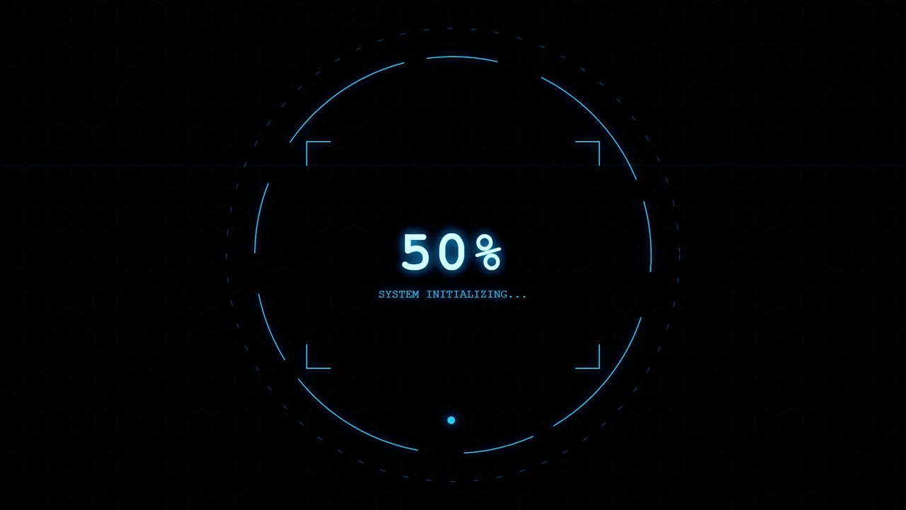 Digital Loading Screen with Percentage Counter and Futuristic HUD Interface