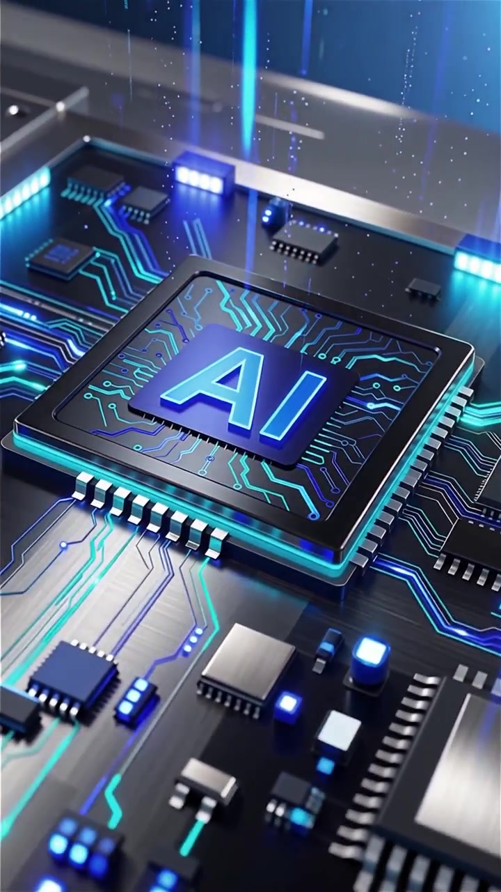 Futuristic AI Chip Motherboard Technology Background