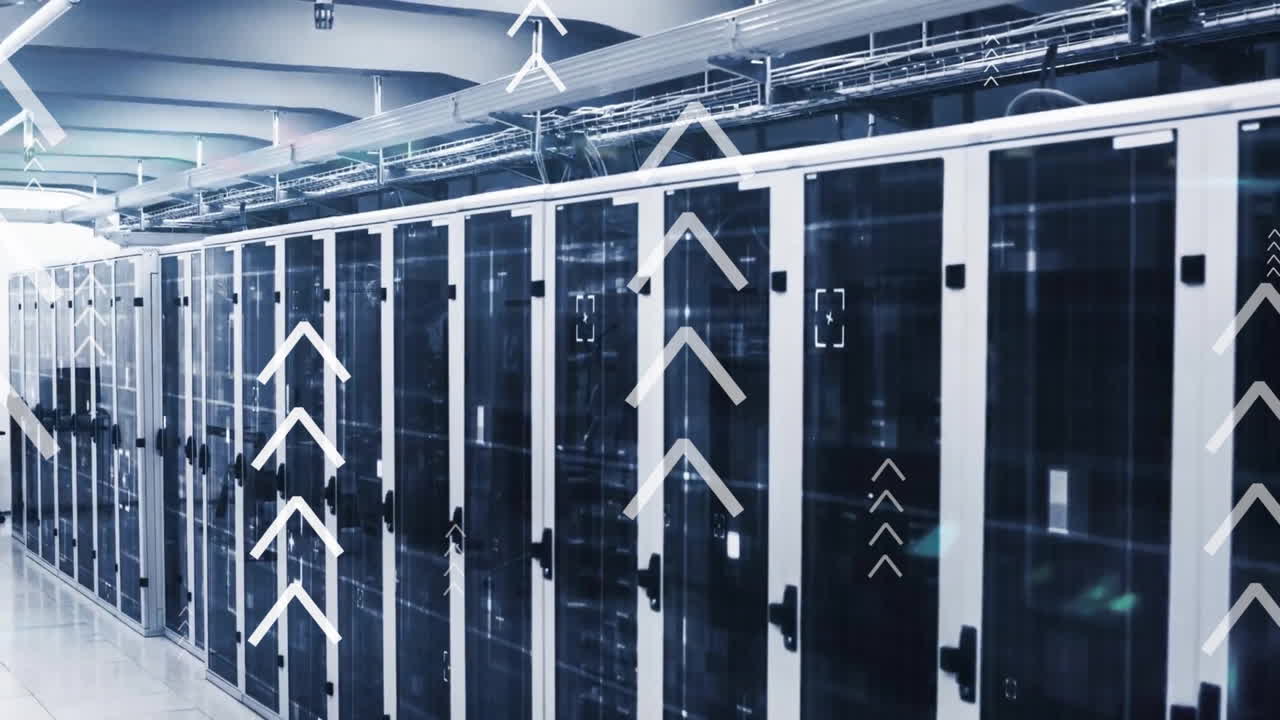 컴퓨터 서버를 통해 데이터 처리의 애니메이션