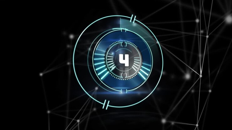 Animation of network of connections over countdown and scope scanning