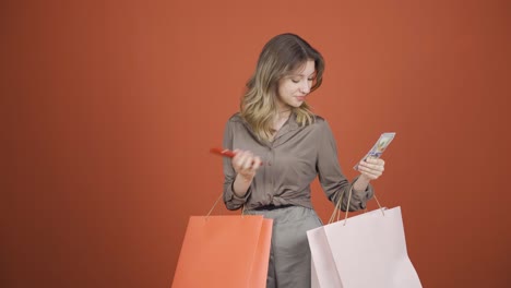 young woman shopping on the phone.