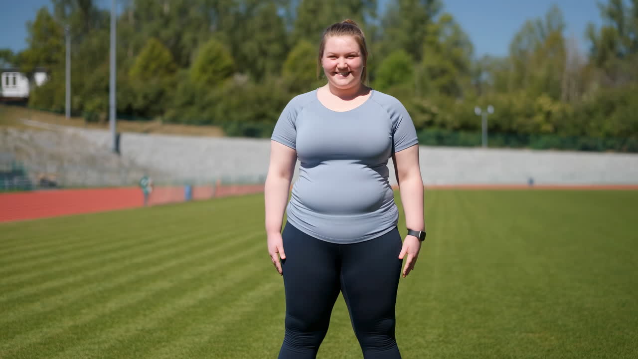 Donna che si allena su pista di atletica