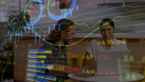 animation of financial data processing over diverse business people