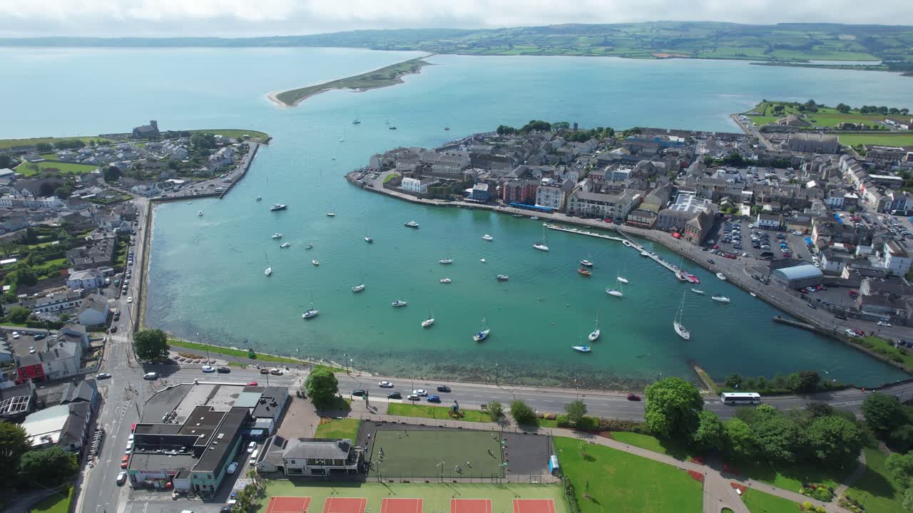 Aerial landscape view Dungarvan Waterford Ireland seaside town and tourist destination
