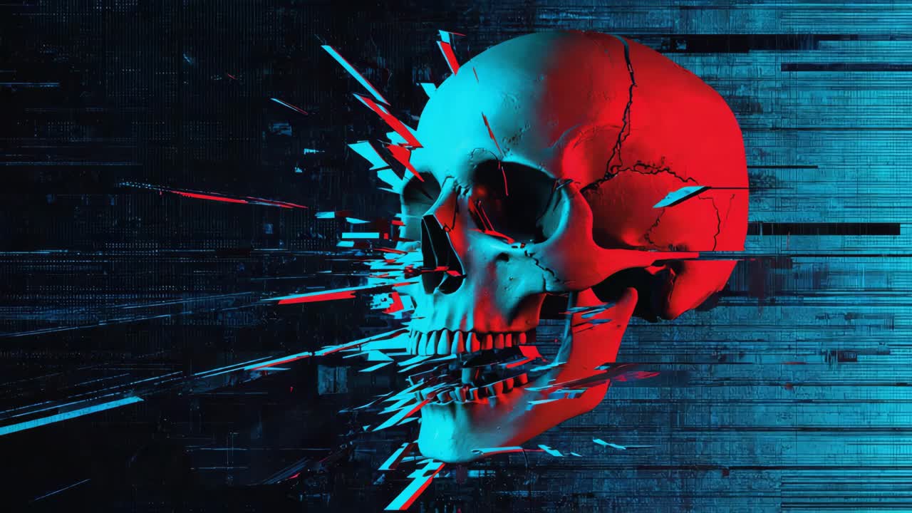 Skull with Glitch Art Effect