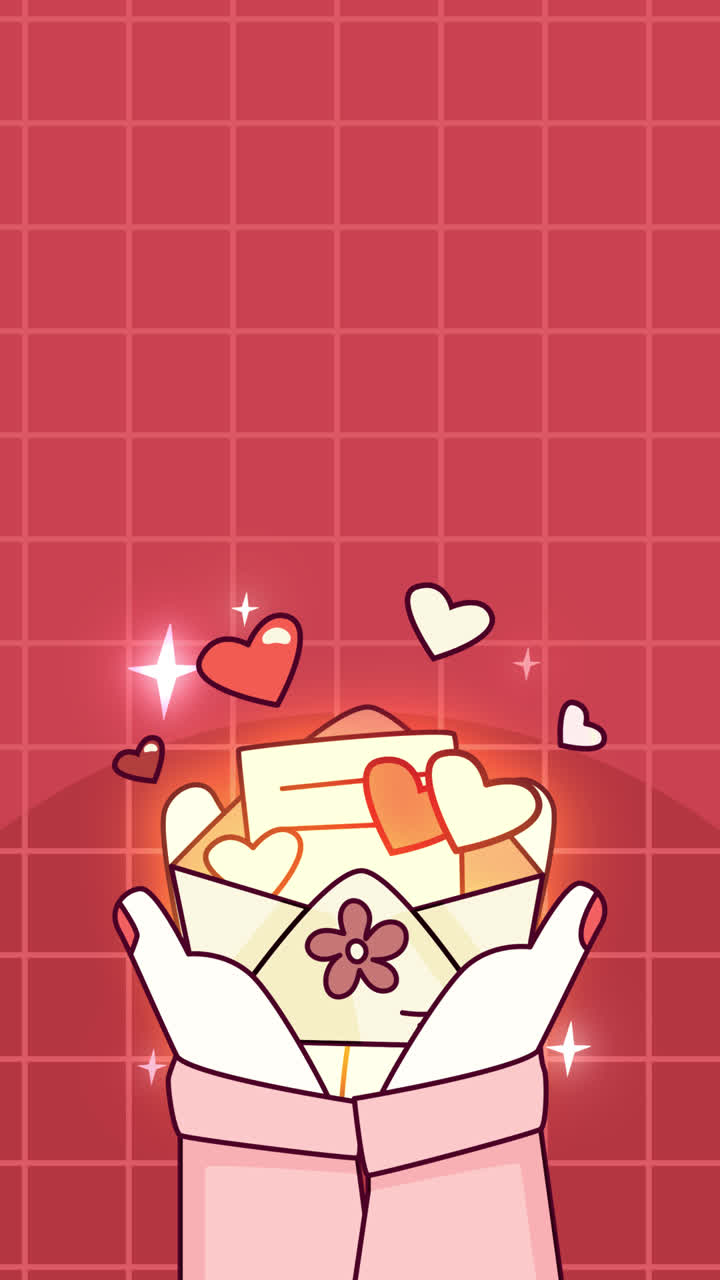 손은 마음으로 된 사랑 편지 봉투를 들고 있습니다.