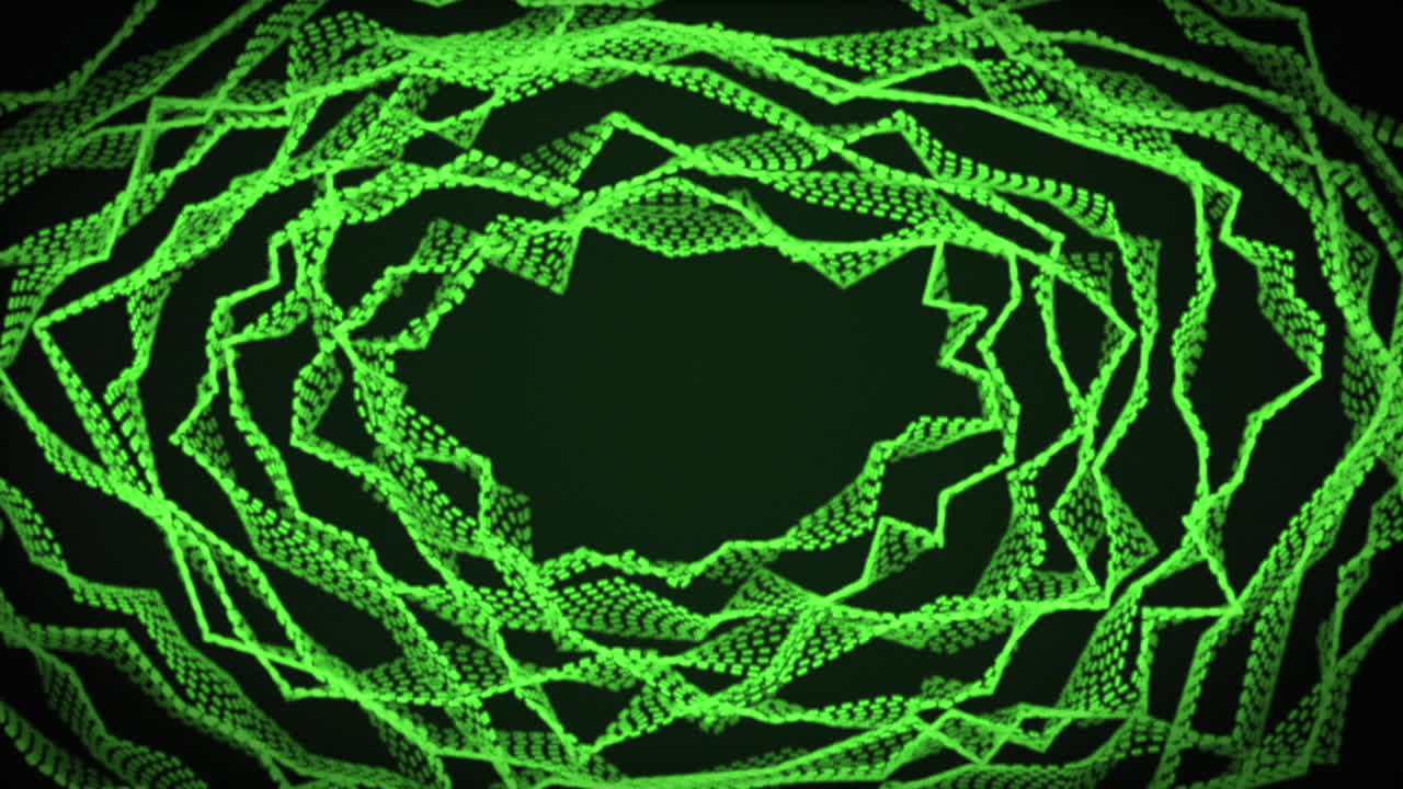Animation of green network of connections over black background