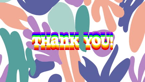 animation of thank you text over colorful plants