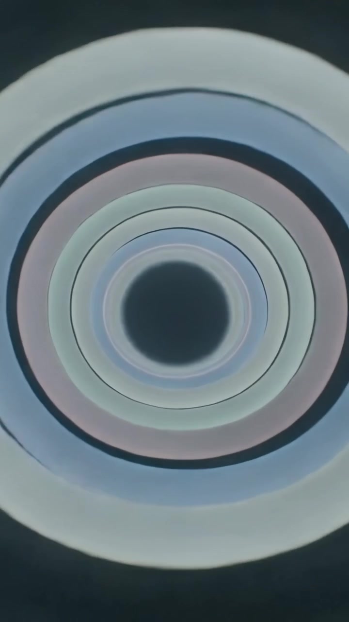 Vertical video: Pulsing rings reacting to pulse changing widths and void on dark wall making tunnel
