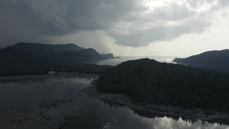 incoming storm, drone pull in, zoom