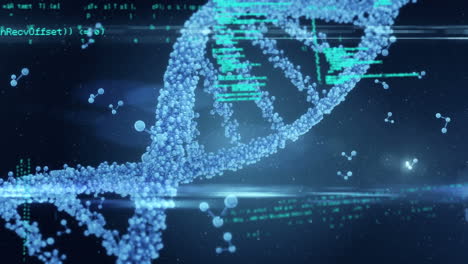 animación del procesamiento de datos sobre el hilado de cadenas de adn en 3d