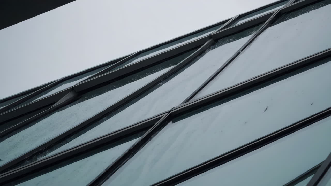 Modern Building Facade with Geometric Windows