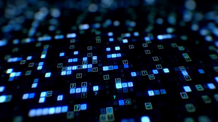 Moving at the Screen Display with Blue Symbols of Digital Code Abstract Input Process Close-up Seamless. Looped 3d Animation. Business Information and Technology Concept.
