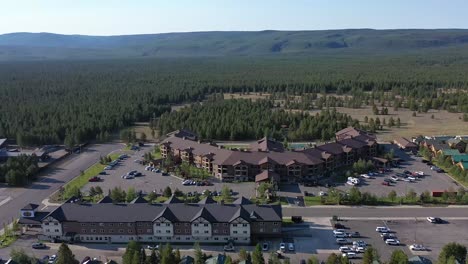 aerial view of a mountain resort