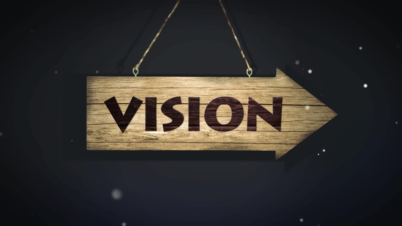 Vision, Team, Business on Wodden Sign - on background