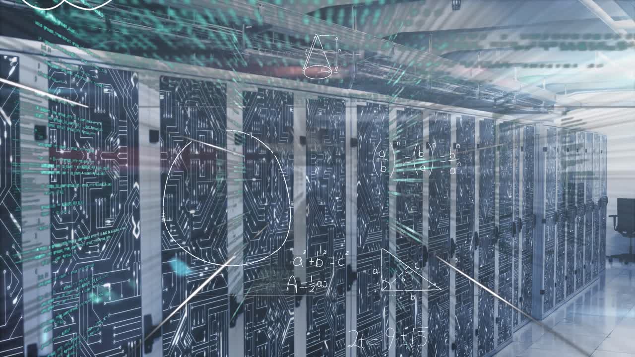 Animation of data processing over server room