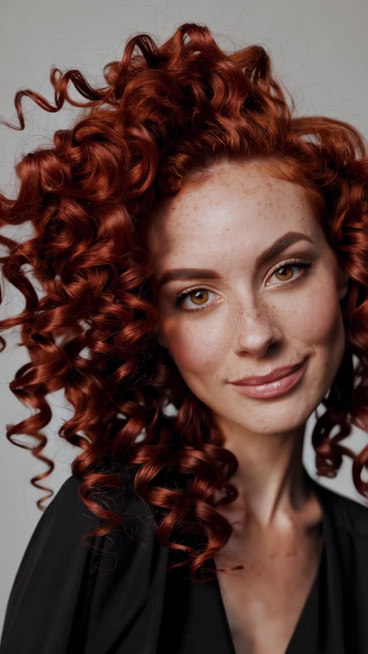 Woman with curly red hair
