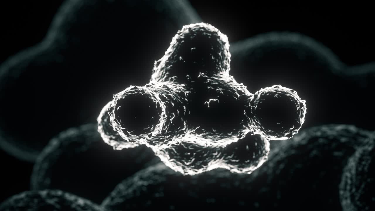 추상적인 마이크로그래프 세포 형성 회전 배경 루프