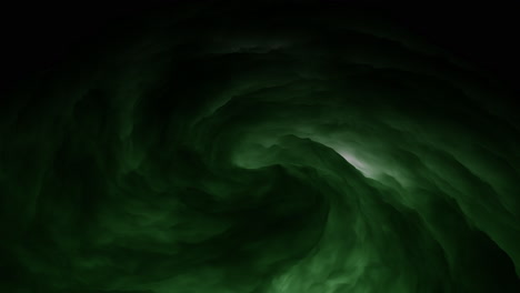 flowing dark mystical green cloud on black outer space