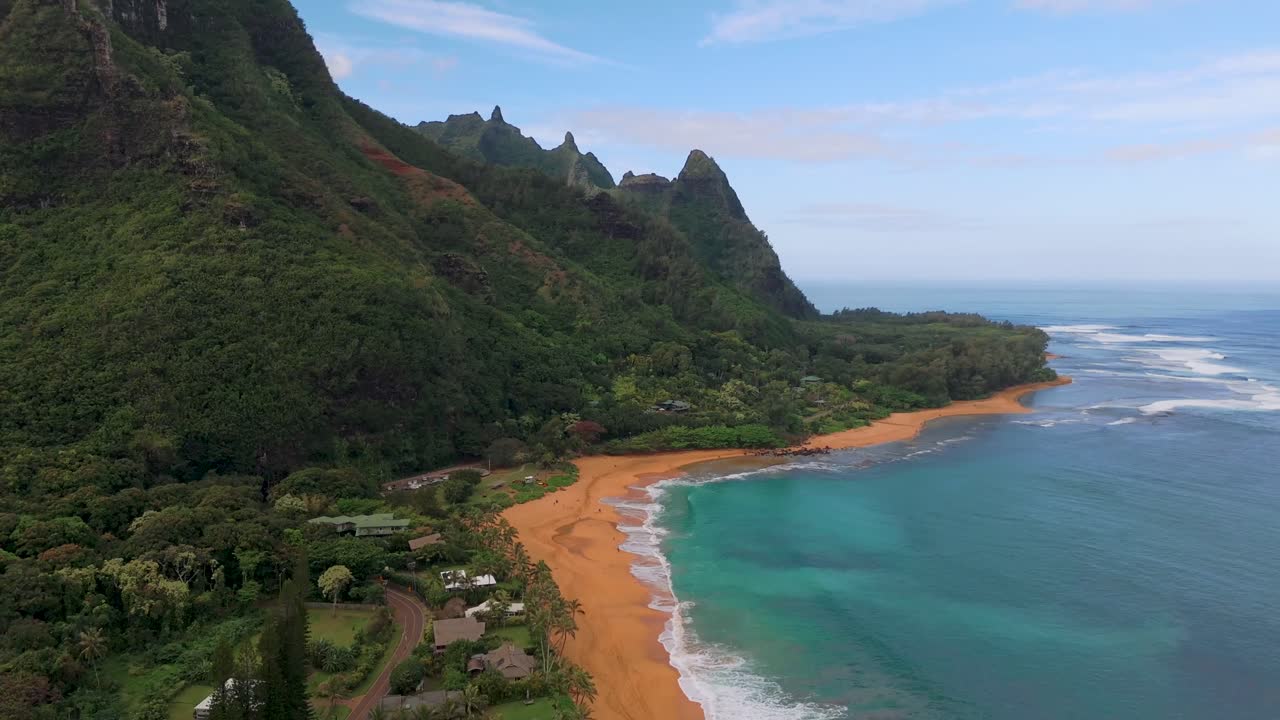 4K CGI aerial drone footage of the Napali Coast—featuring rugged cliffs and stunning ocean views, perfect for showcasing Hawaii’s dramatic landscapes and coastal beauty.