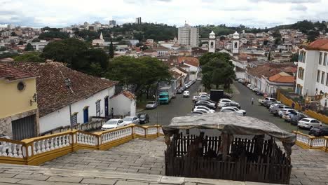 Vista-Panorámica-De-Sao-Joao-Del-Rei,-Pueblo-Minero-Colonial-En-El-Estado-De-Minas-Gerais,-Brasil