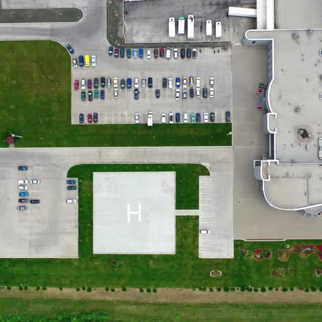 aerial view of a large modern industrial factory. helicopter landing place site. logistics from above