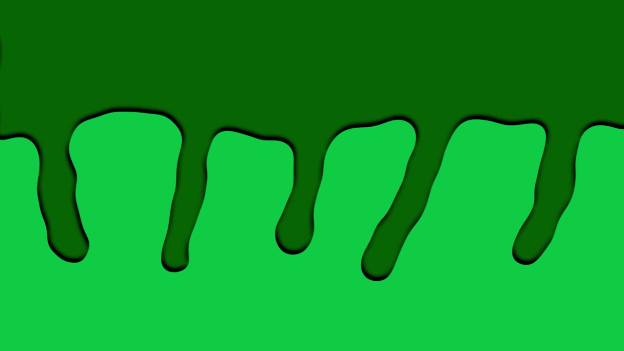 Langzaam stromende vloeistoflijnen of druppelende bloeddruppels op een greenscreen achtergrond met alfakanaal. 3D-animatie en dynamische motion graphics voor visuele effecten in digitaal ontwerp, in donkergroene kleuren