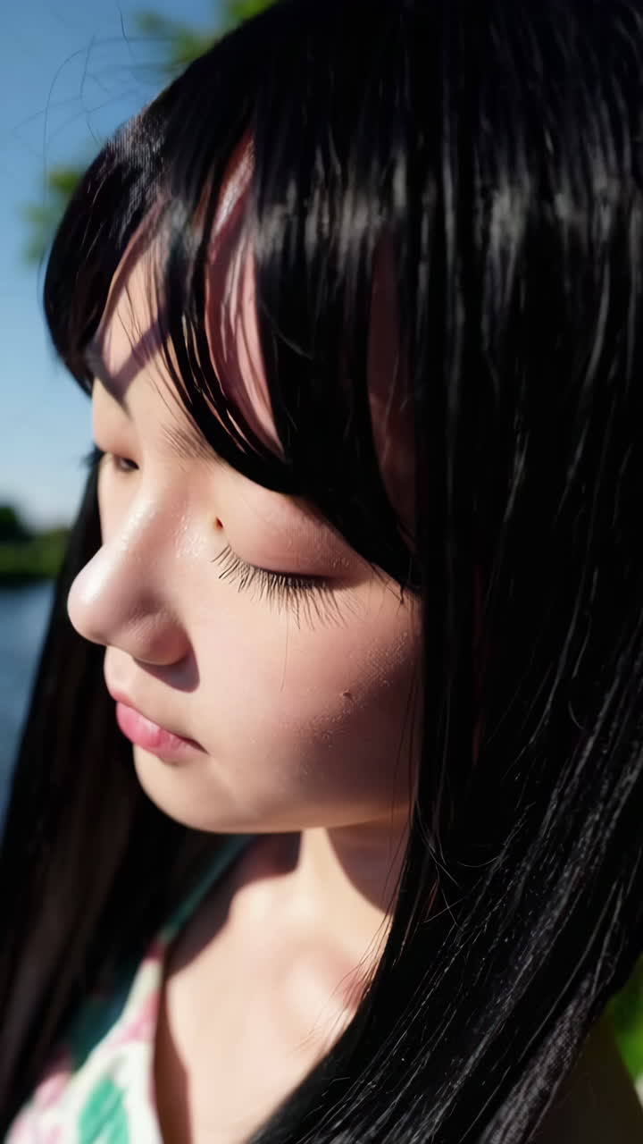 Young Woman in a Summer Dress by a River