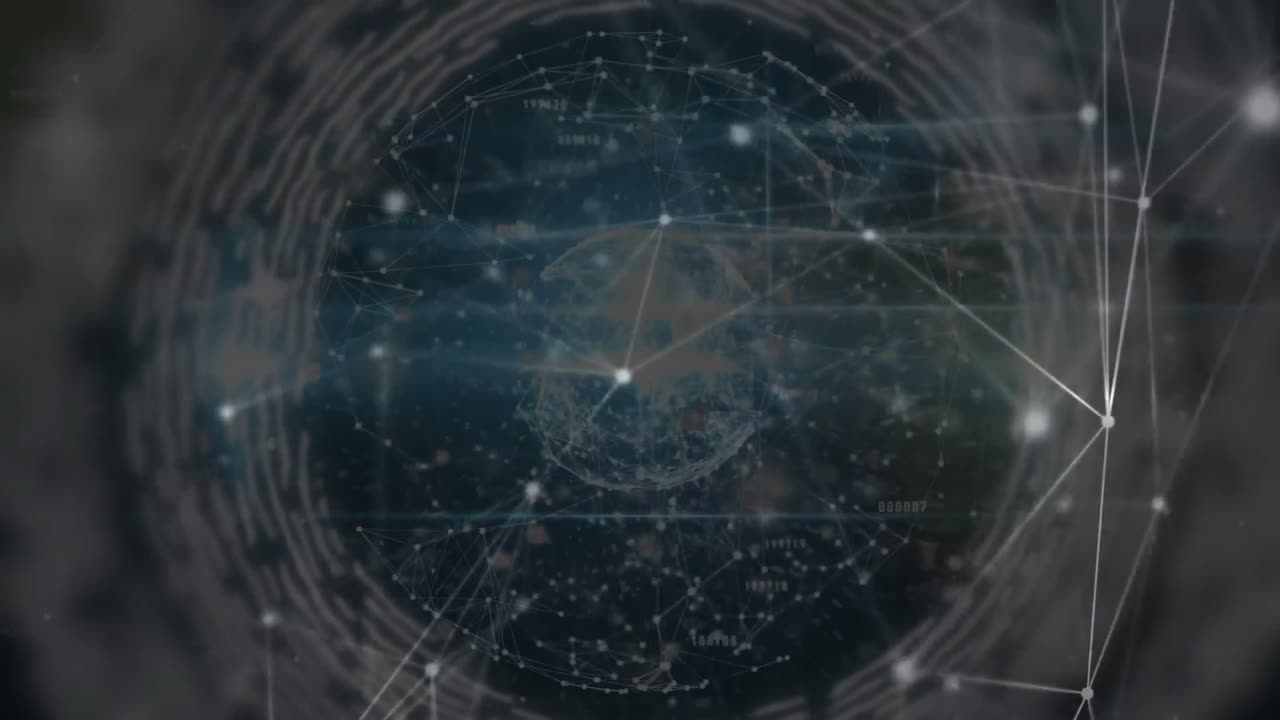 Animation of globe with network of connections with glowing spots