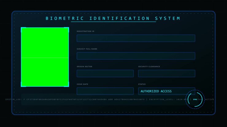 Digital Biometric Identification System Interface with Green Screen Placeholder