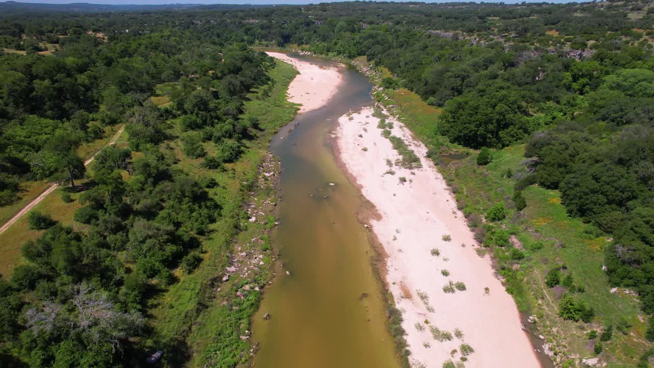 Aerial footage of Reimer's Ranch Park in Dripping Springs Texas