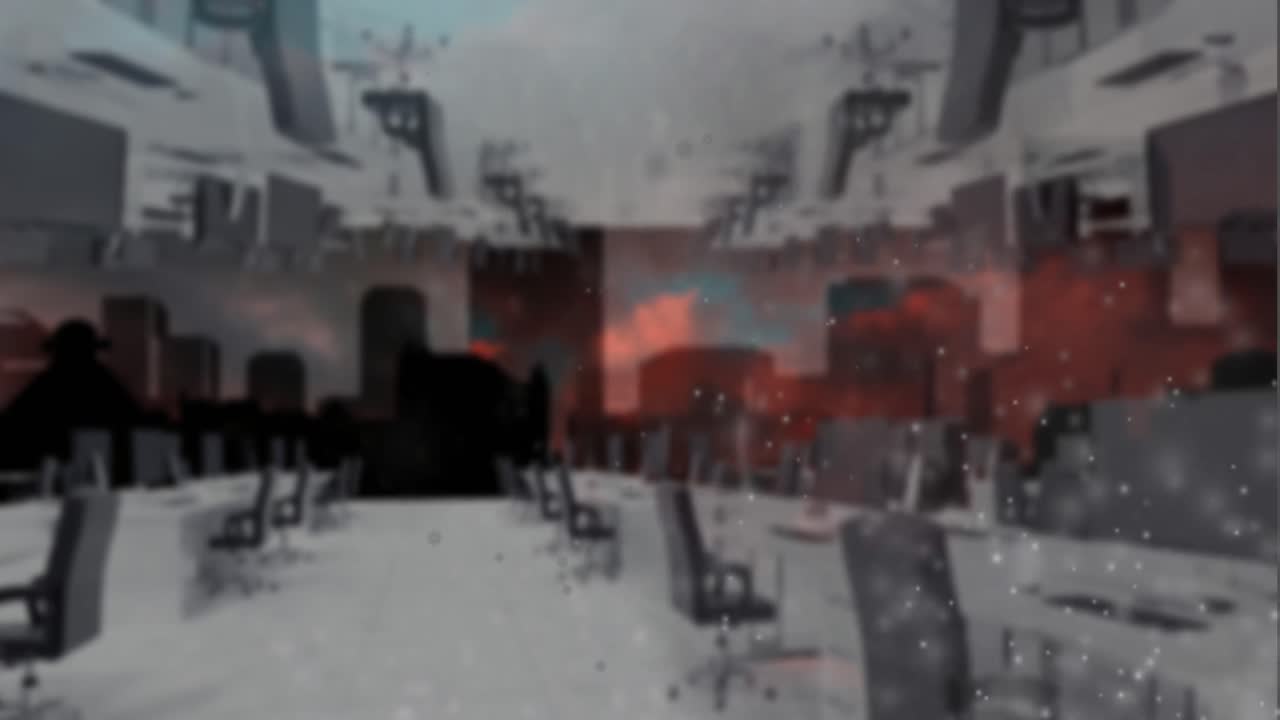 animación de puntos flotando sobre la oficina