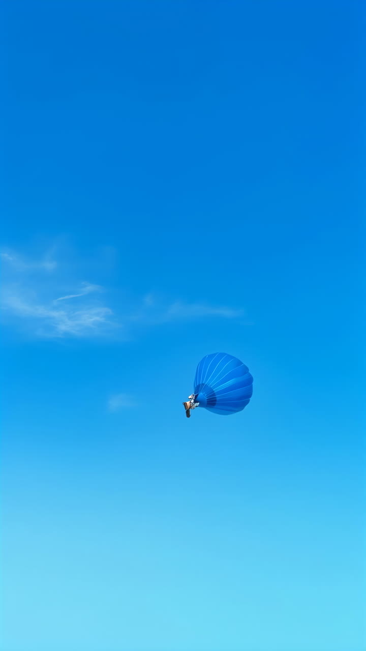 Blue Hot Air Balloon in a Clear Sky