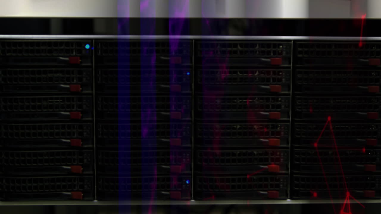 Animation of shapes moving over server room