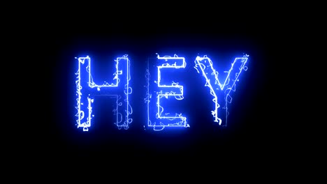 burning letters of hey text,  computer generating for creative